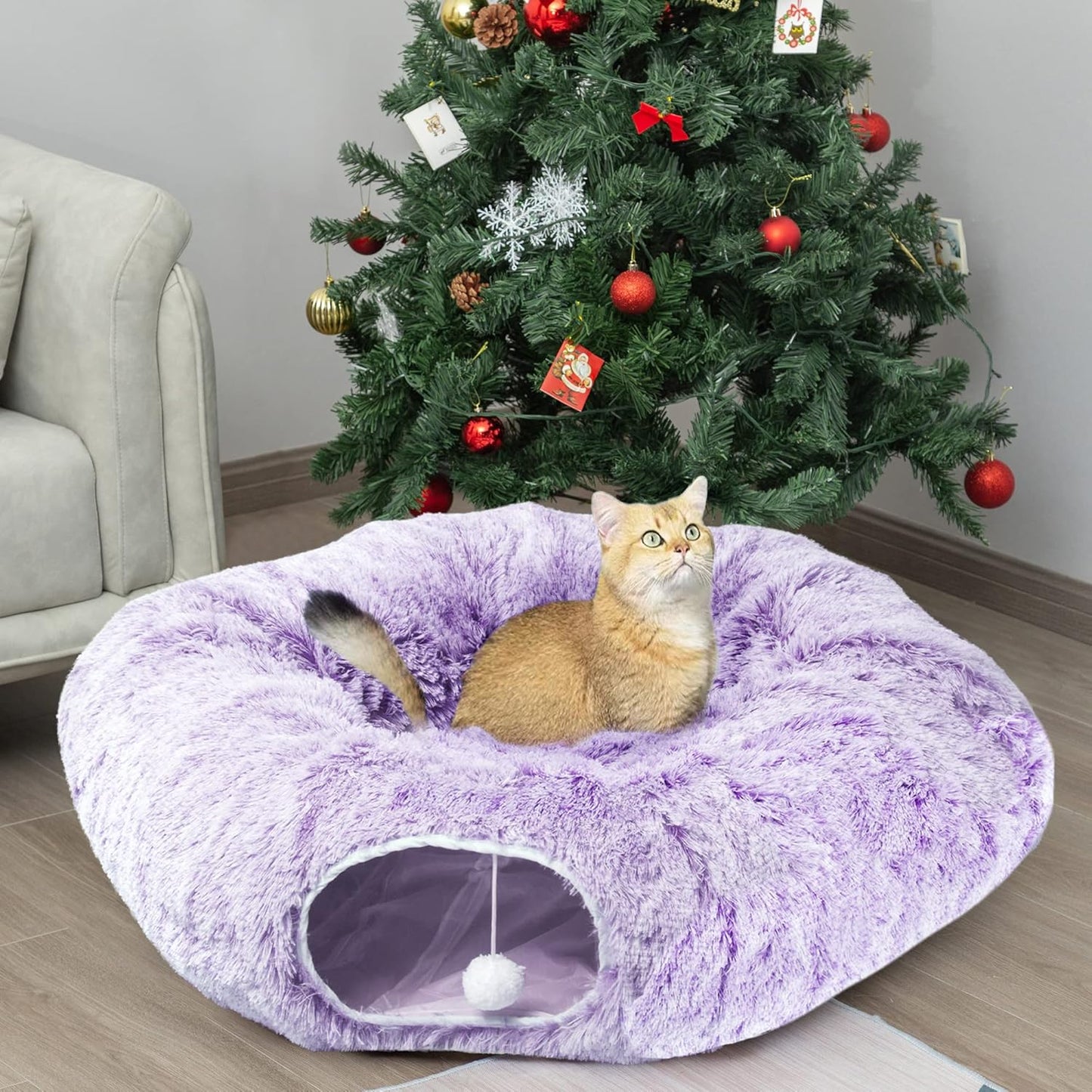 Christmas Tree Cat Tunnel Bed – 2-in-1 Play Tunnel & Cozy Resting Spot for Cats