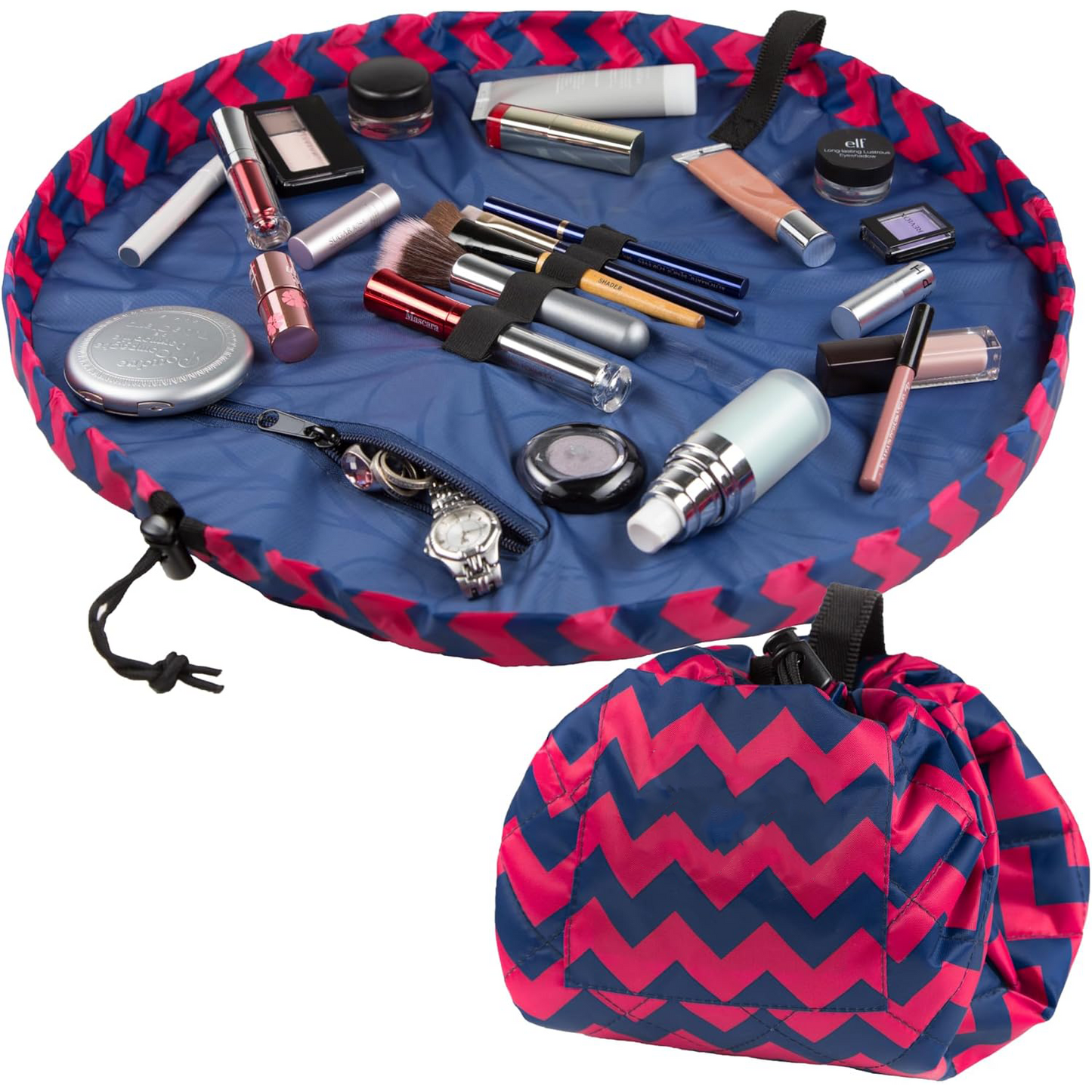 Drawstring Makeup Bag – Portable Travel Organizer with Pockets and Handles