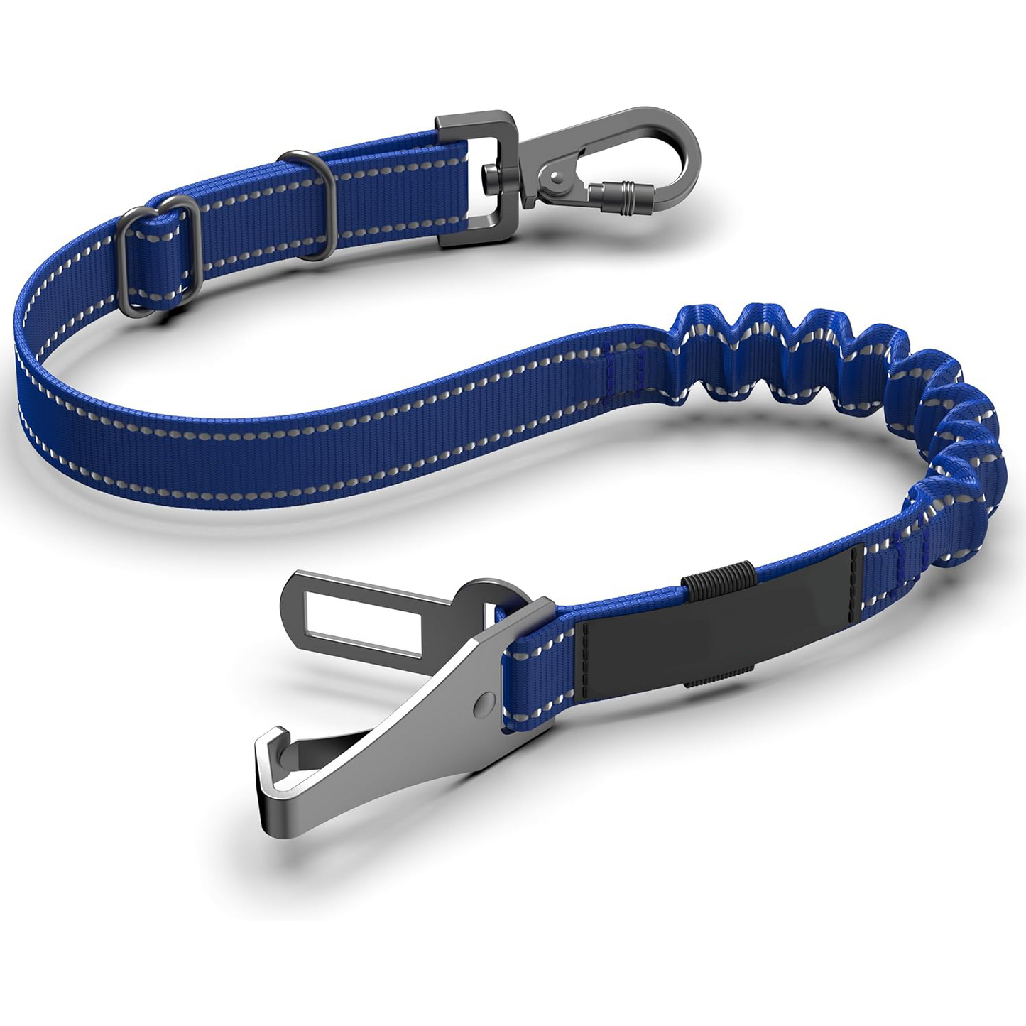 3-in-1 Adjustable Dog Car Seat Belt – Reflective Nylon Safety Harness with Elastic Bungee & Zinc Alloy Hook
