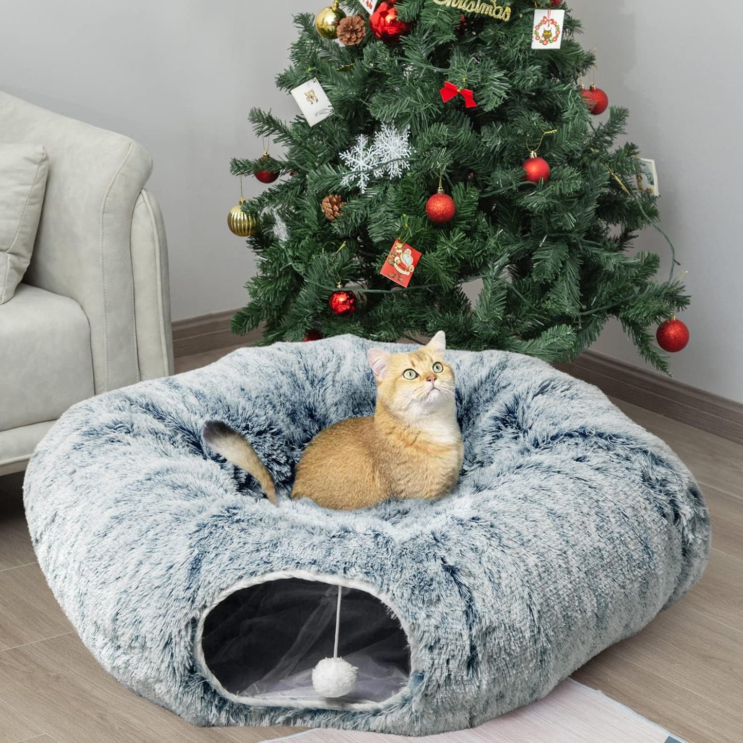 Christmas Tree Cat Tunnel Bed – 2-in-1 Play Tunnel & Cozy Resting Spot for Cats