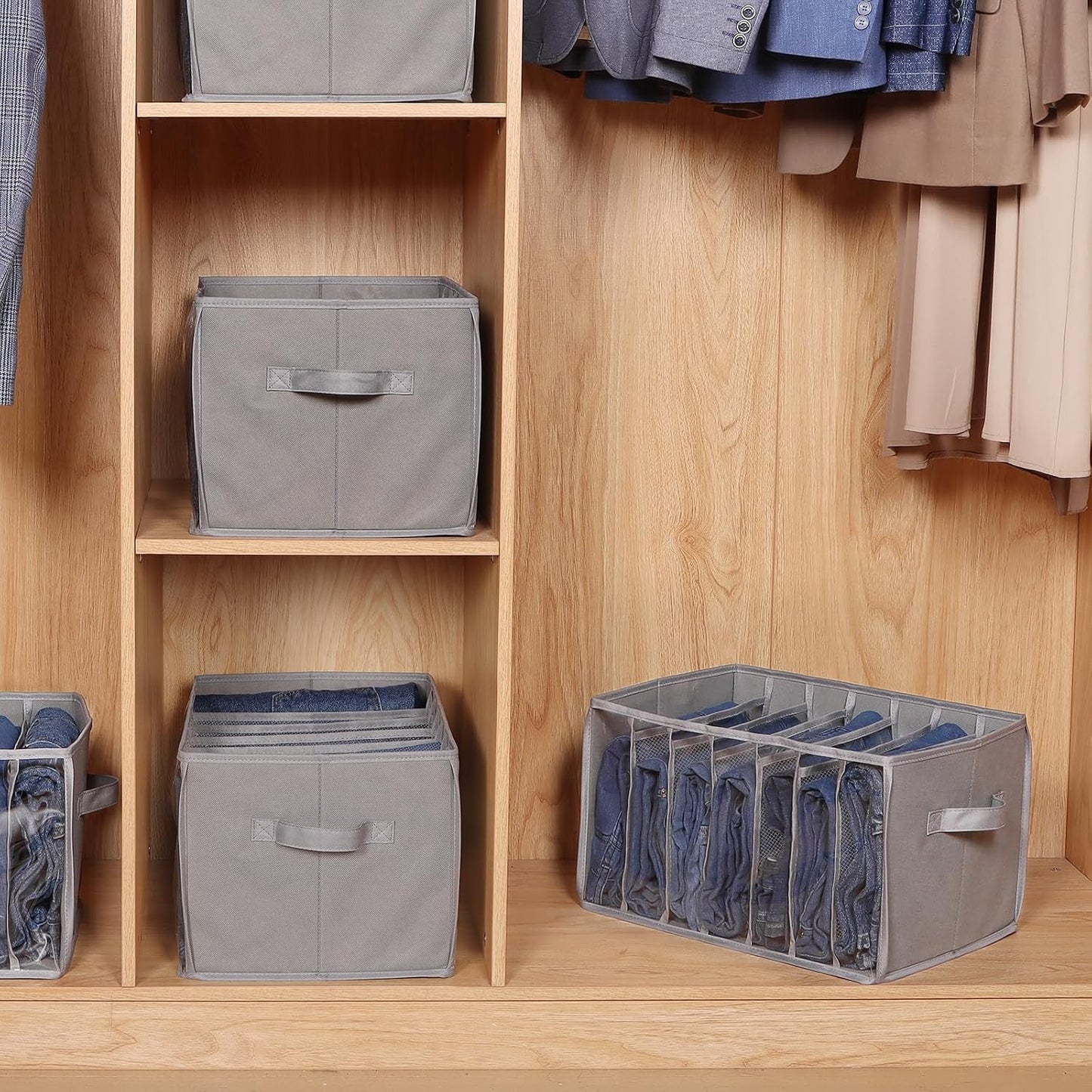 Upgraded Closet Clothes Organizer | 7-Compartment Transparent Pants Divider