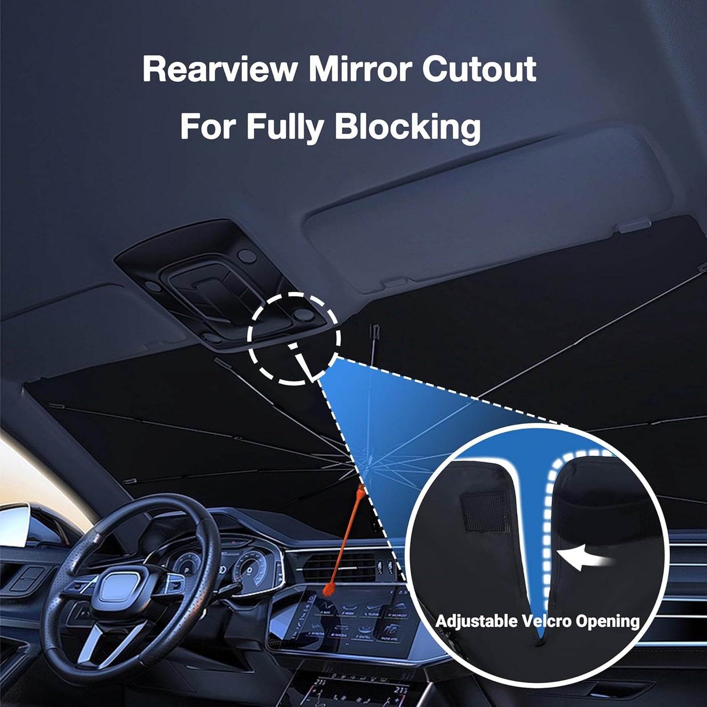 Funny Rooster Car Windshield Umbrella – UV Protection Sunshade for Front Window, Foldable Sun Visor Protector