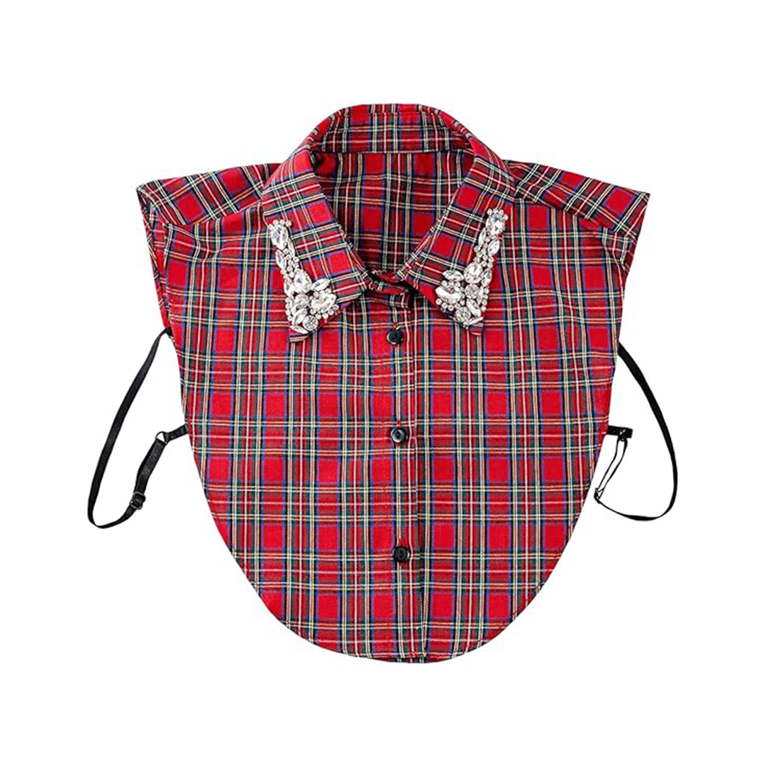 Red Christmas Plaid Rhinestone Collar