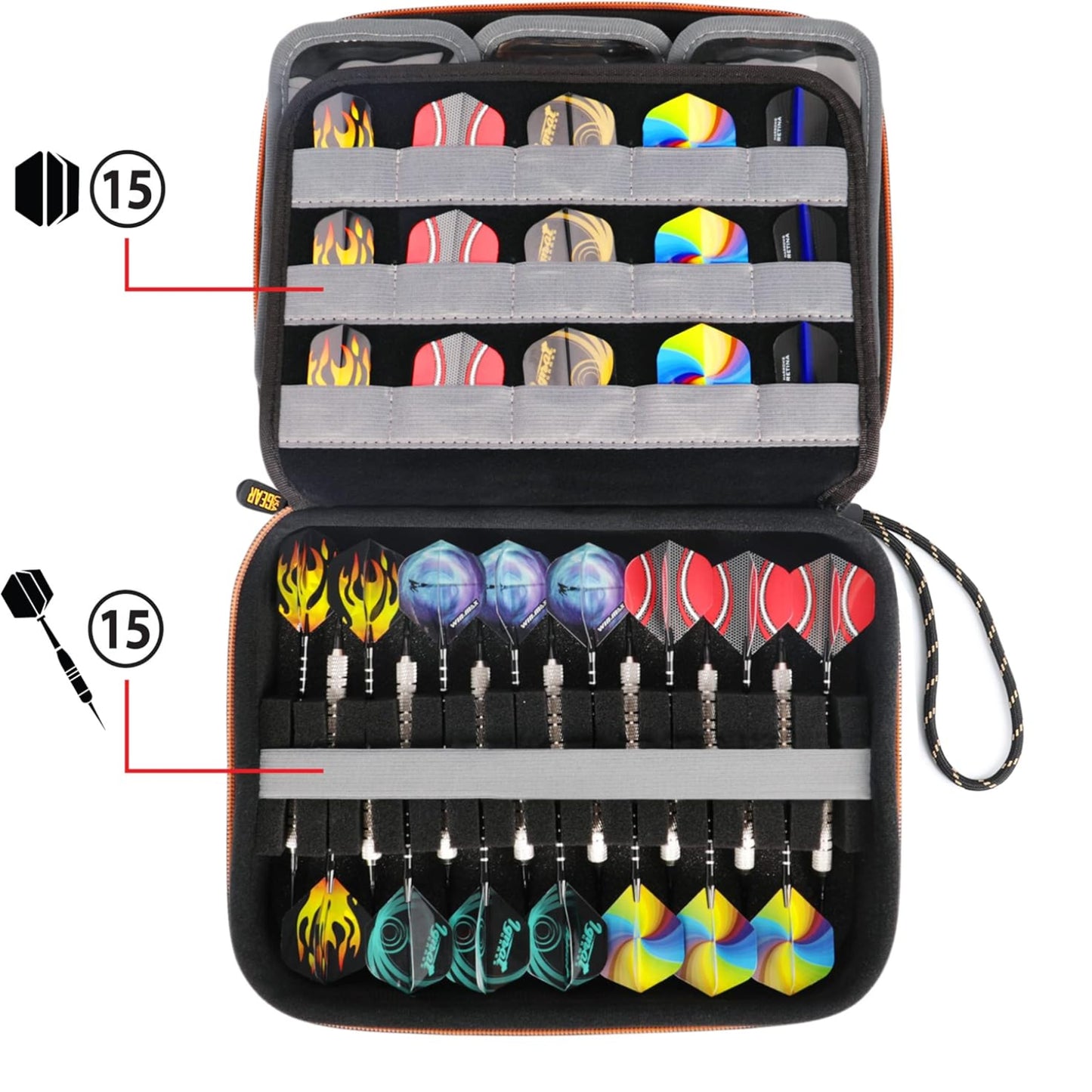 XL Semi-Hard Shell Dart Case – Protective Storage for 15-Piece Dart Set & Accessories