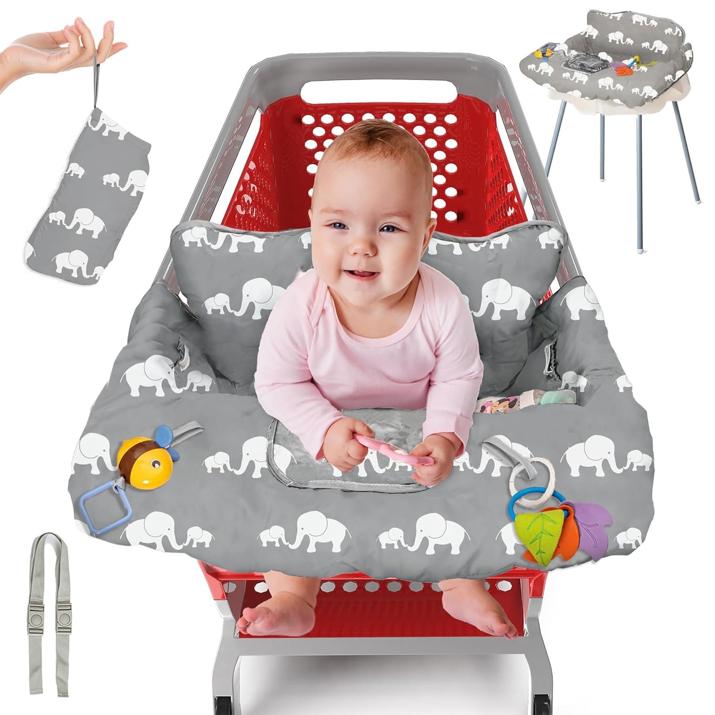 Baby Shopping Cart Cover & High Chair Cover – 100% Cotton, Multi-Functional Seat Protector | Comfortable, Hygienic, and Convenient