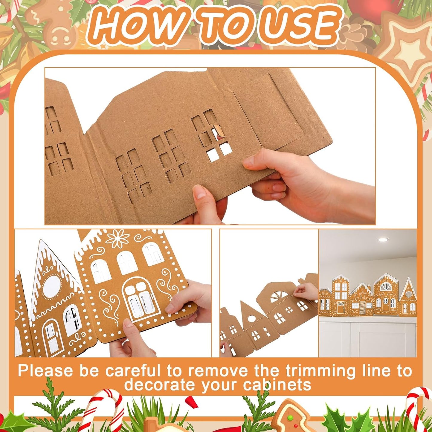 DIY Gingerbread House Cardboard Kit – 6.6 ft Christmas Craft Set with LED Lights