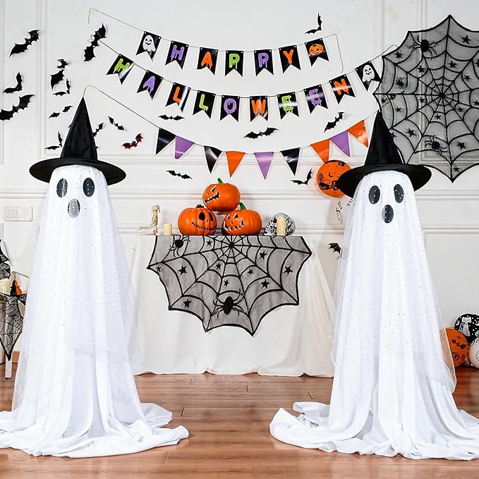 2-Pack Outdoor Halloween Ghost Decorations – Indoor & Outdoor Party Must-Have | With Remote-Controlled String Lights | Perfect for Porch, Yard, Garden & Lawn