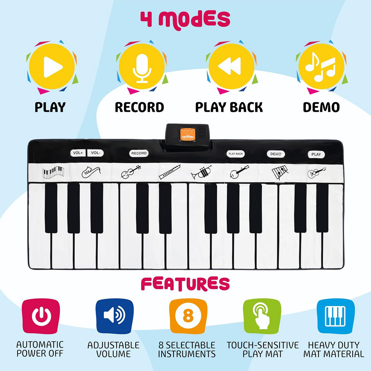 Giant Piano Mat for Kids – 24 Keys Floor Keyboard Play Mat