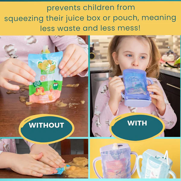 Baby Food Pouch and Juice Box Holder - Anti-Squeeze & Reusable Storage for Toddlers
