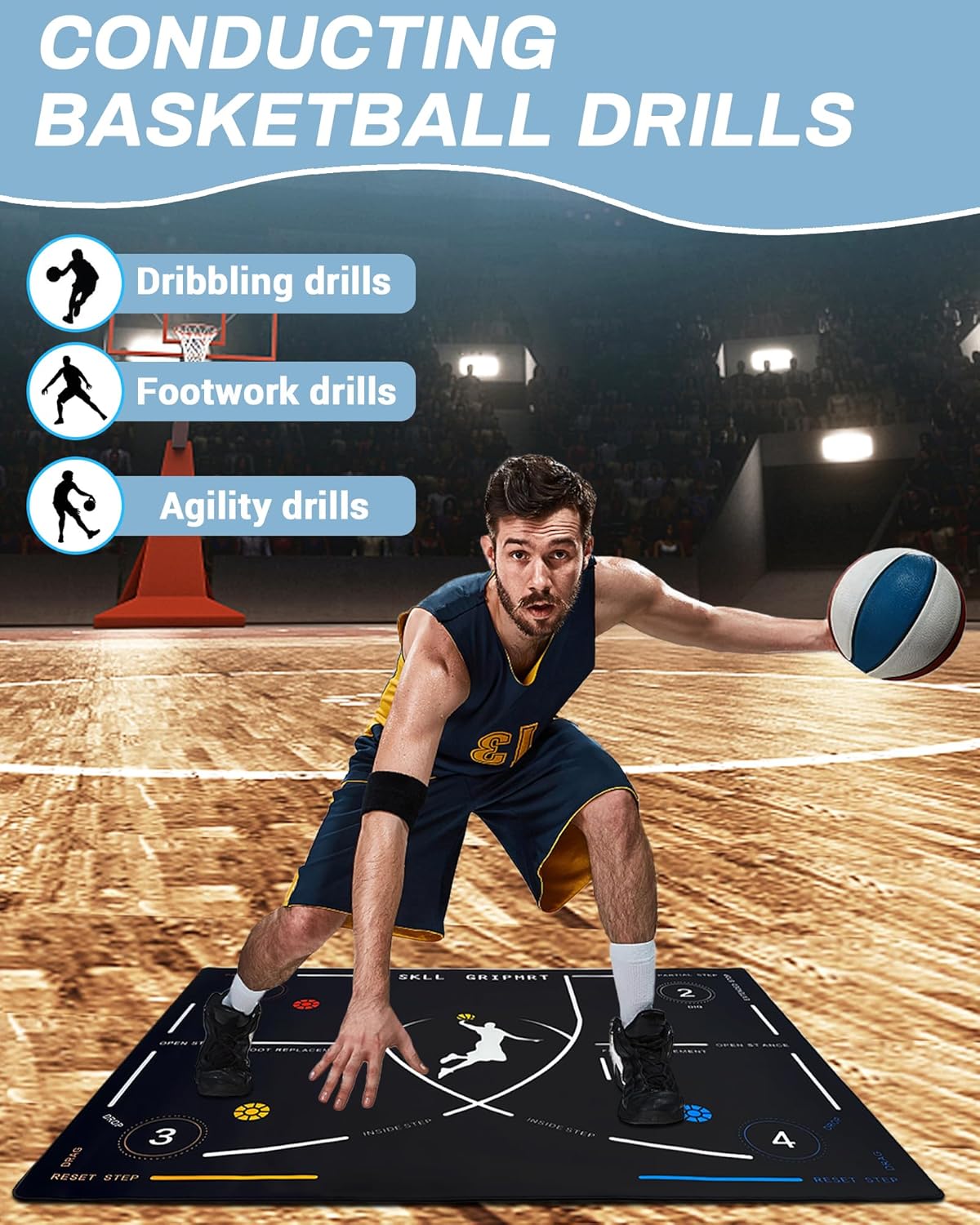 Portable Basketball Footwork Training Mat – Agility and Coordination Mat for All Skill Levels
