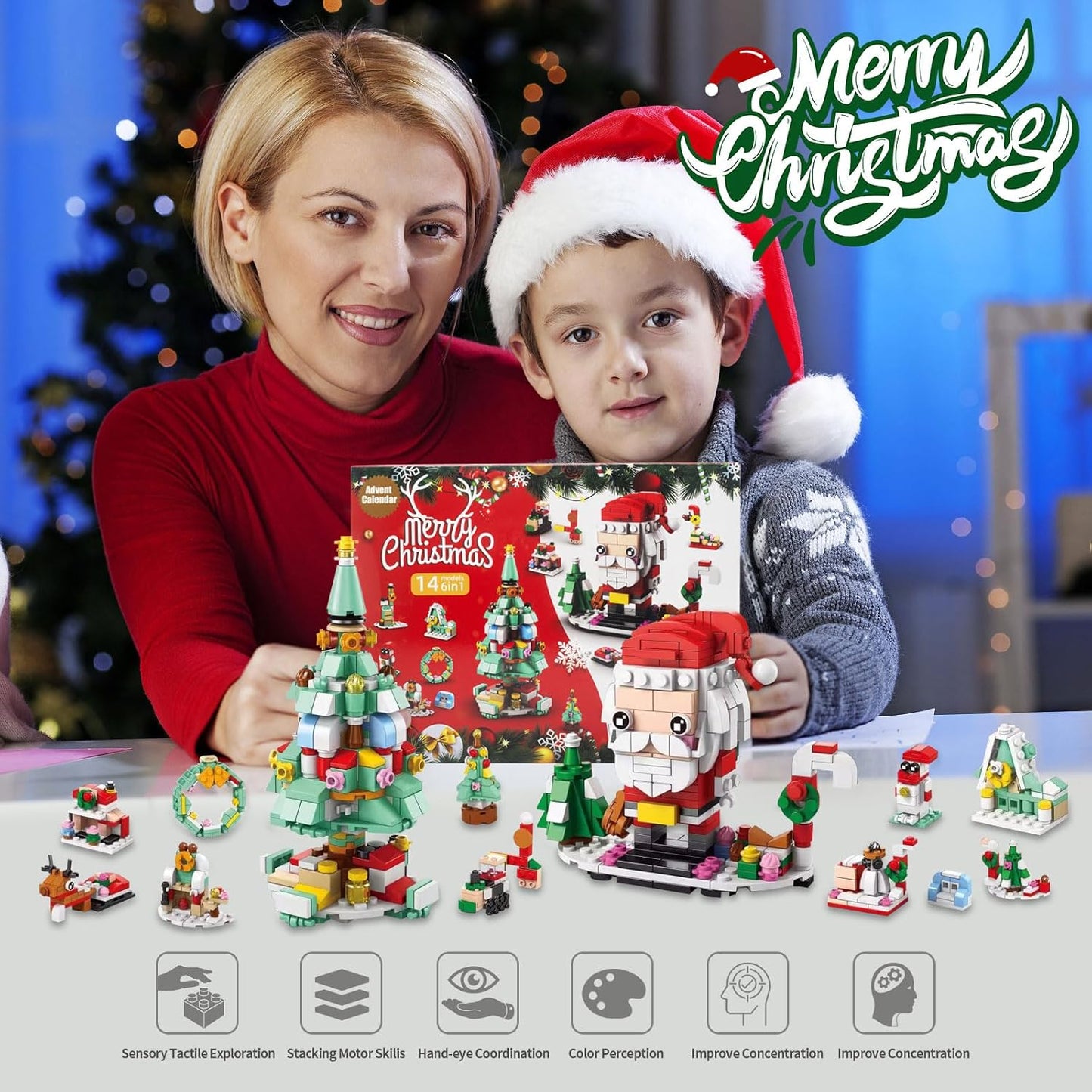 2025 Christmas Advent Calendar – 6-in-1 Santa & Tree Building Blocks