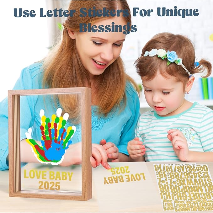 Family Handprint Kit – Baby Handprint & Footprint Keepsake Frame | 5 Non-Toxic Paints | Perfect Gift for New Parents & Families
