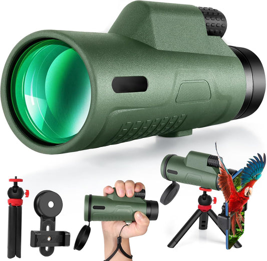 12x50 HD Monocular Telescope for Adults | with Smartphone Adapter, Tripod & Hand Strap