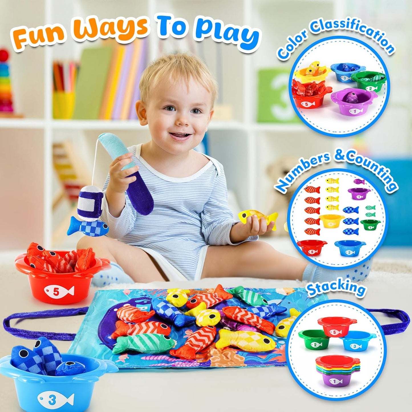 Montessori Fishing Toy Set – 22 PCS Educational Gift for Toddlers