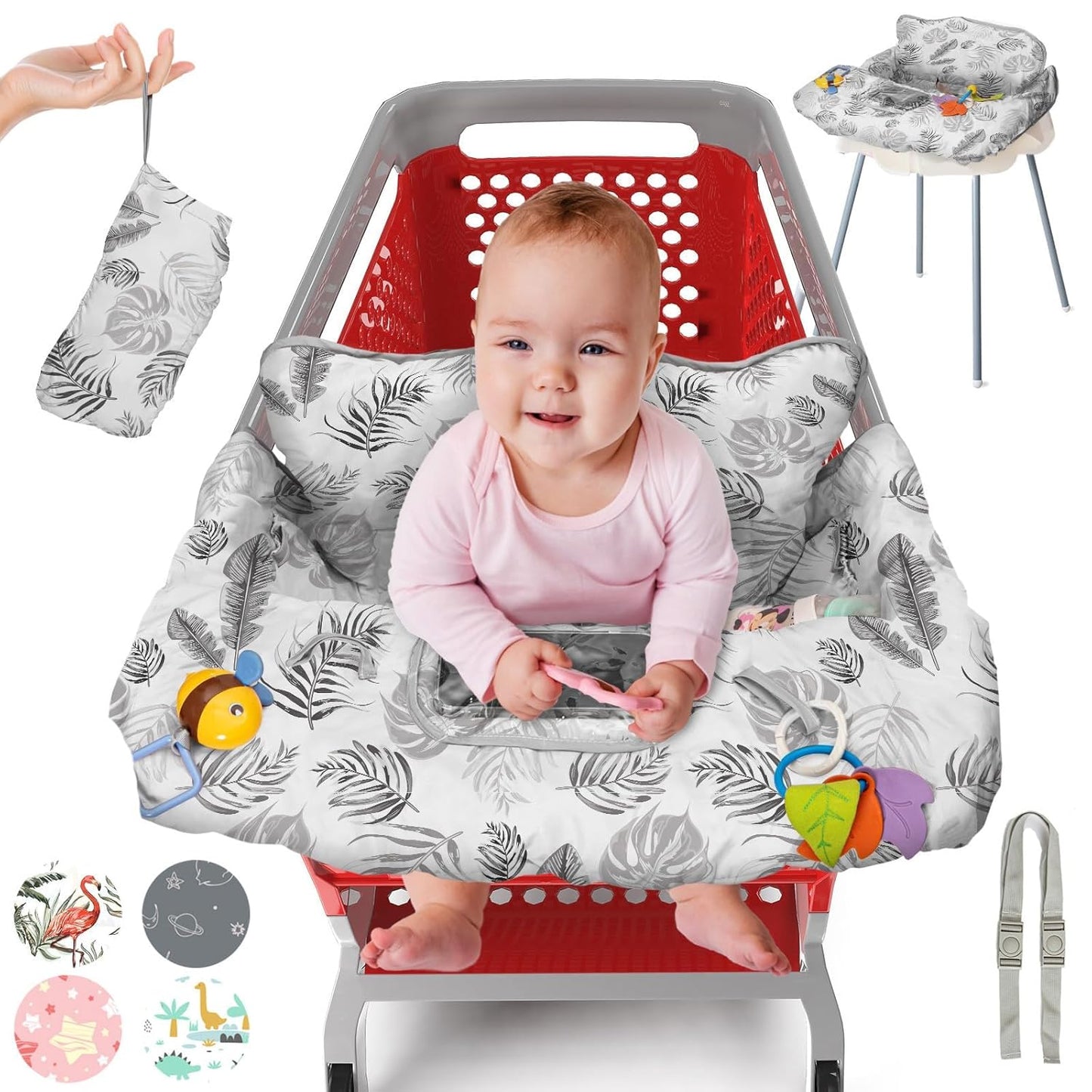 Baby Shopping Cart Cover & High Chair Cover – 100% Cotton, Multi-Functional Seat Protector | Comfortable, Hygienic, and Convenient