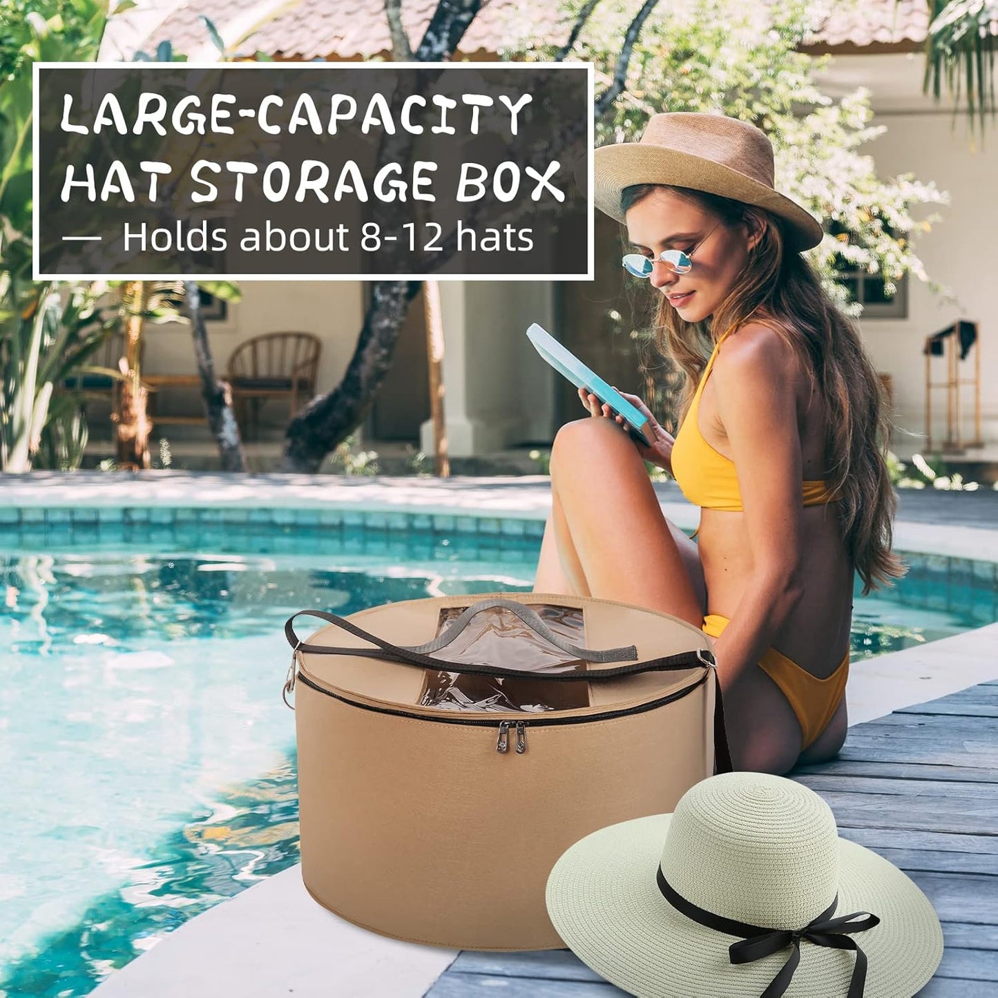 Round Hat Storage Box – Portable Felt Hat Container with Dustproof Lid