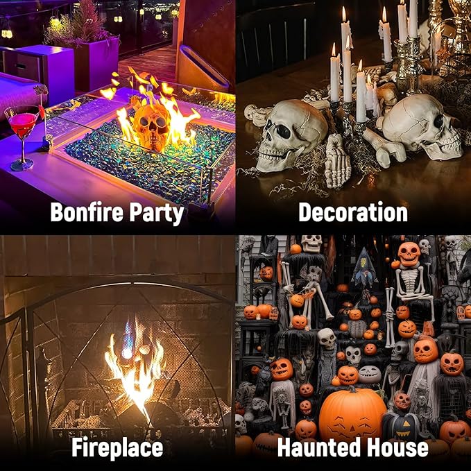 Ceramic Fireproof Skull – Perfect for Halloween Decor | Available in Black & White | Ideal for Fire Pits, Fireplaces, and Campfires | High-Temperature Ceramic | Compatible with Gas Fires