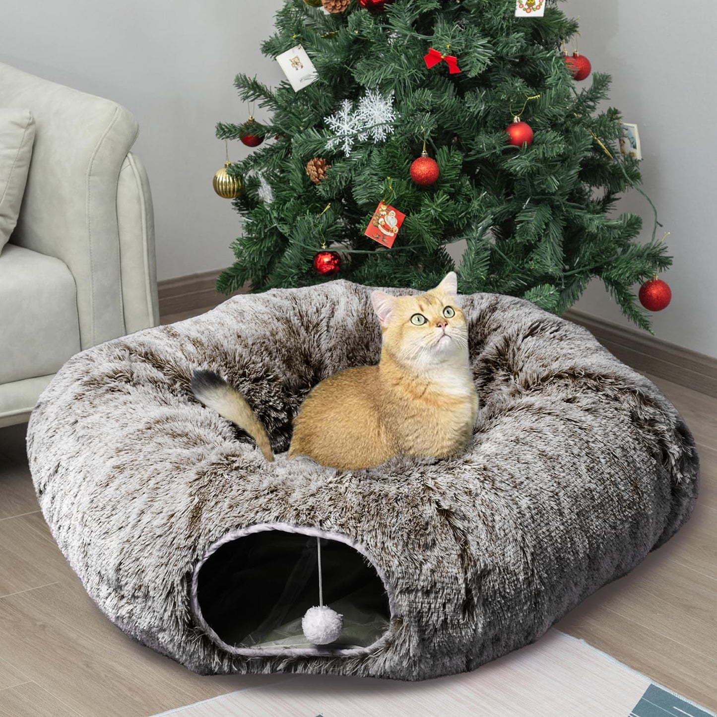 Christmas Tree Cat Tunnel Bed – 2-in-1 Play Tunnel & Cozy Resting Spot for Cats