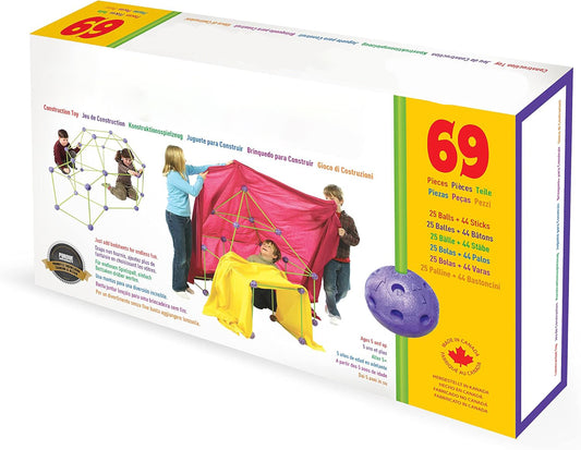 Crazy Forts – 69-Piece DIY Indoor/Outdoor Fort Building Toy Set | STEAM Creative Construction Kit