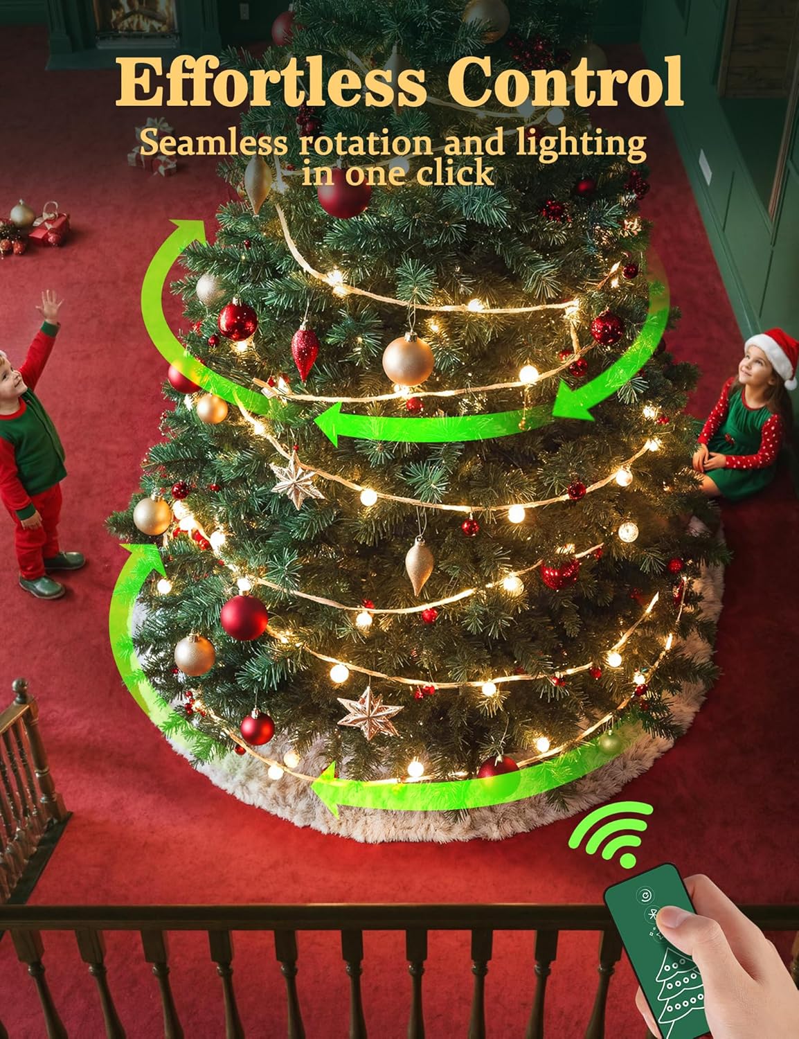 Upgraded Rotating Christmas Tree Stand – UL Certified with Remote Control