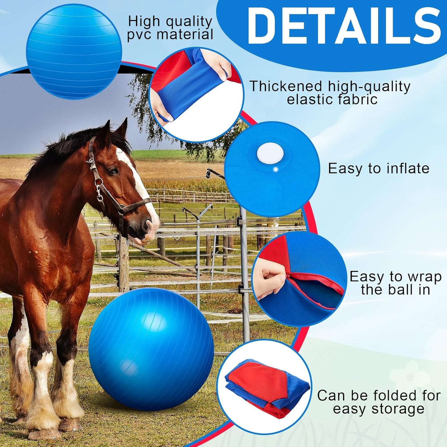 40-Inch Giant Horse Play Ball – Anti-Burst with Cover & Pump