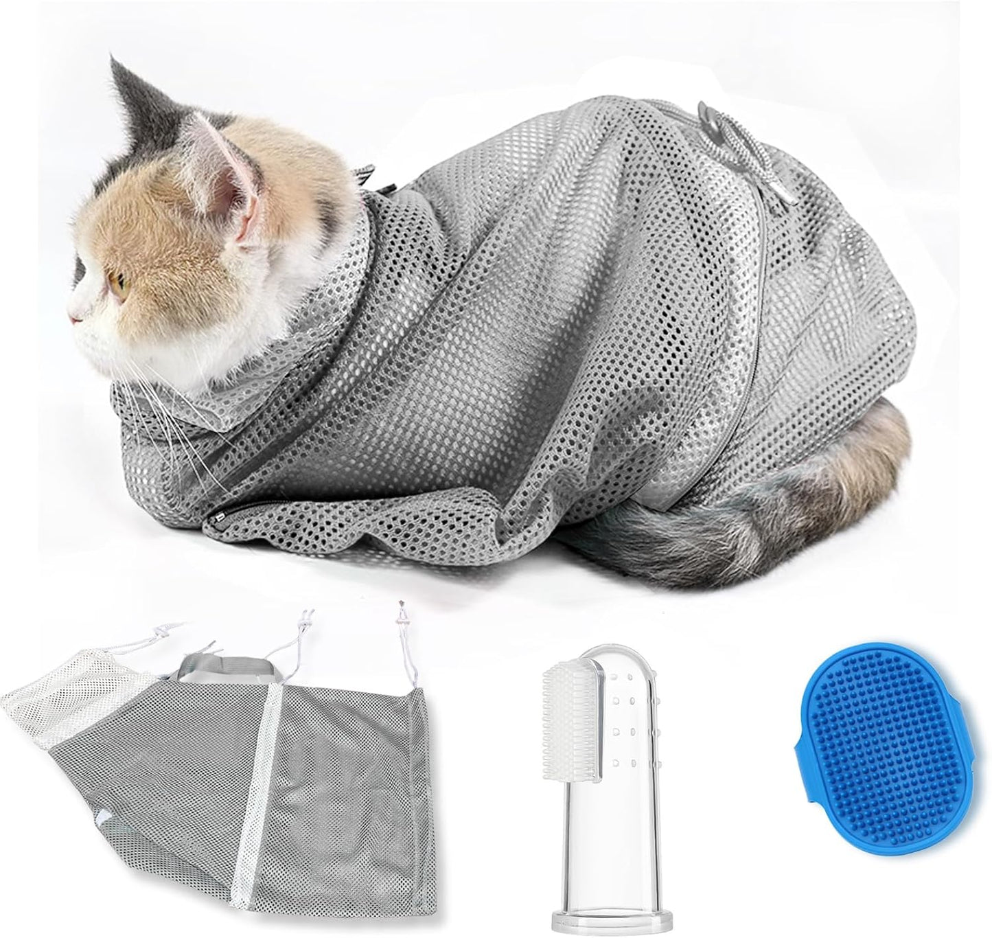 Adjustable Multi-Functional Cat Grooming Shower Net – Pet Bath Bag