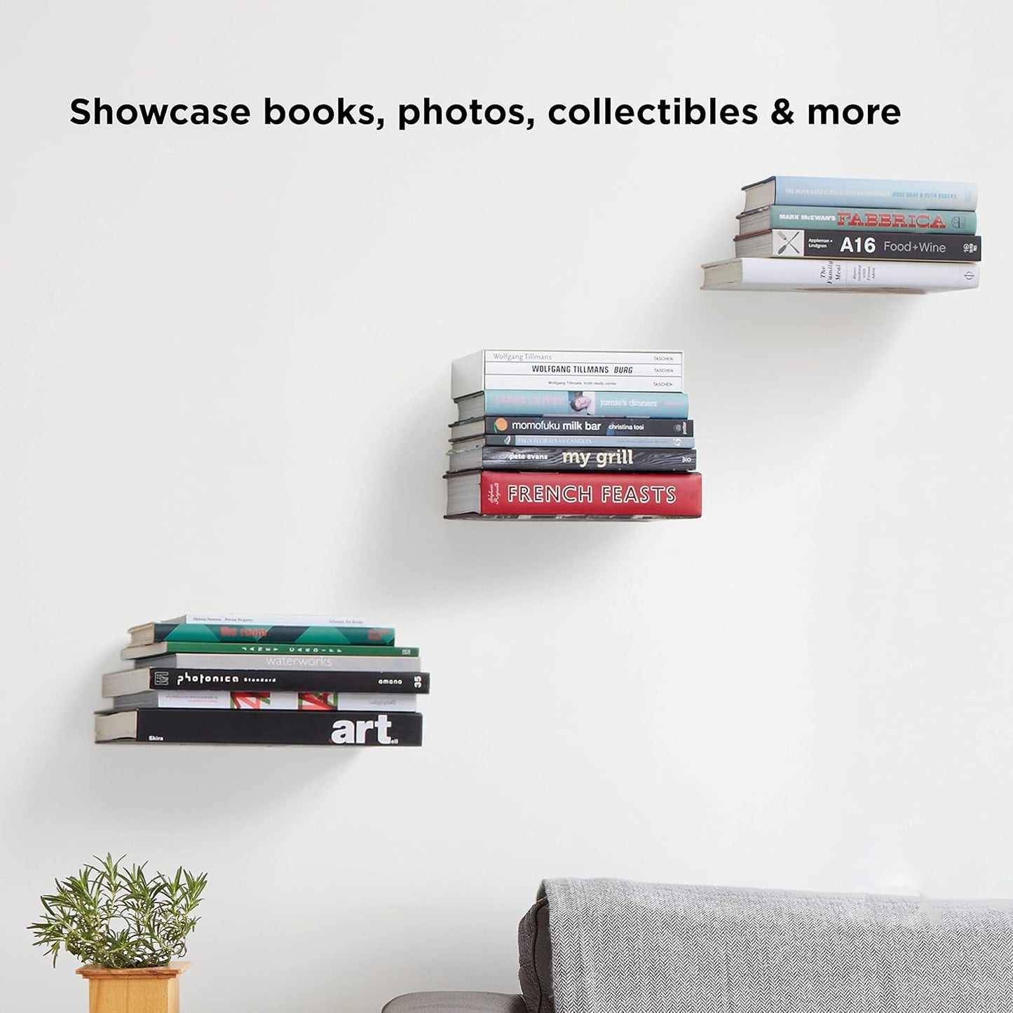 Sturdy Metal Wall-Mounted Bookshelf – Silver