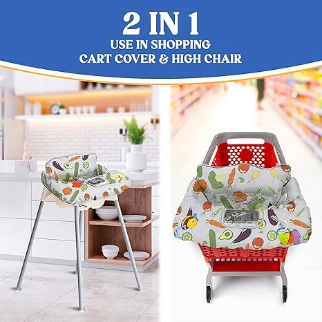 Baby Shopping Cart Cover & High Chair Cover – 100% Cotton, Multi-Functional Seat Protector | Comfortable, Hygienic, and Convenient
