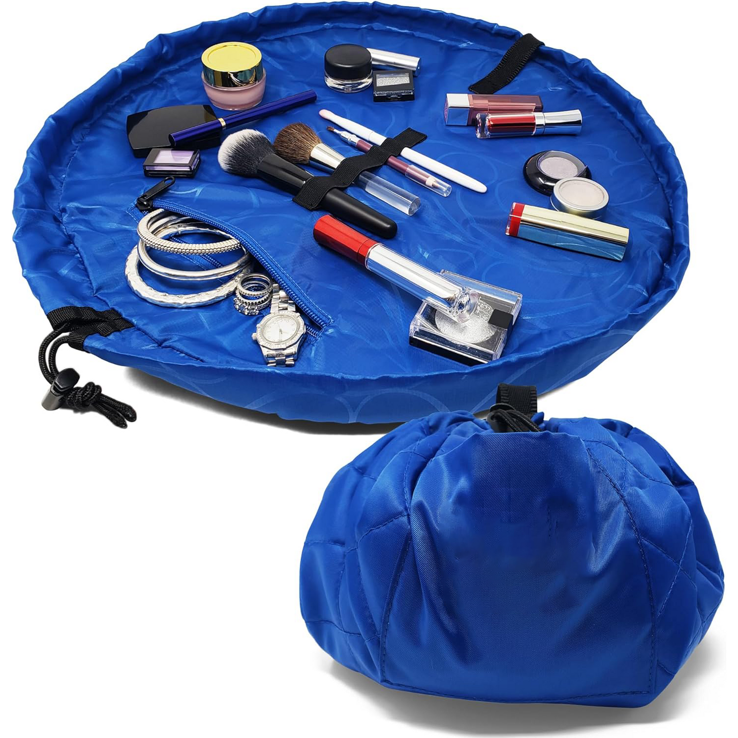 Drawstring Makeup Bag – Portable Travel Organizer with Pockets and Handles