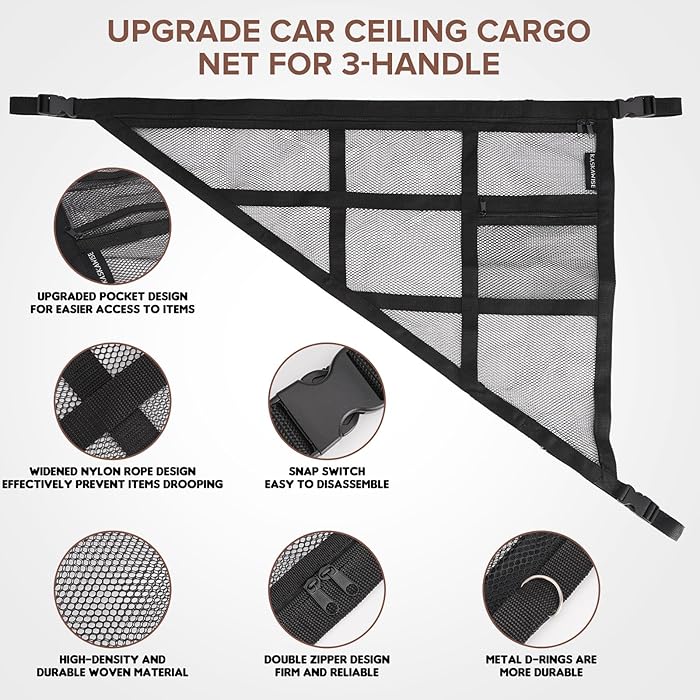 Car Ceiling Cargo Net Organizer – Double-Layer Mesh Overhead Storage for SUVs, Jeeps & Trucks