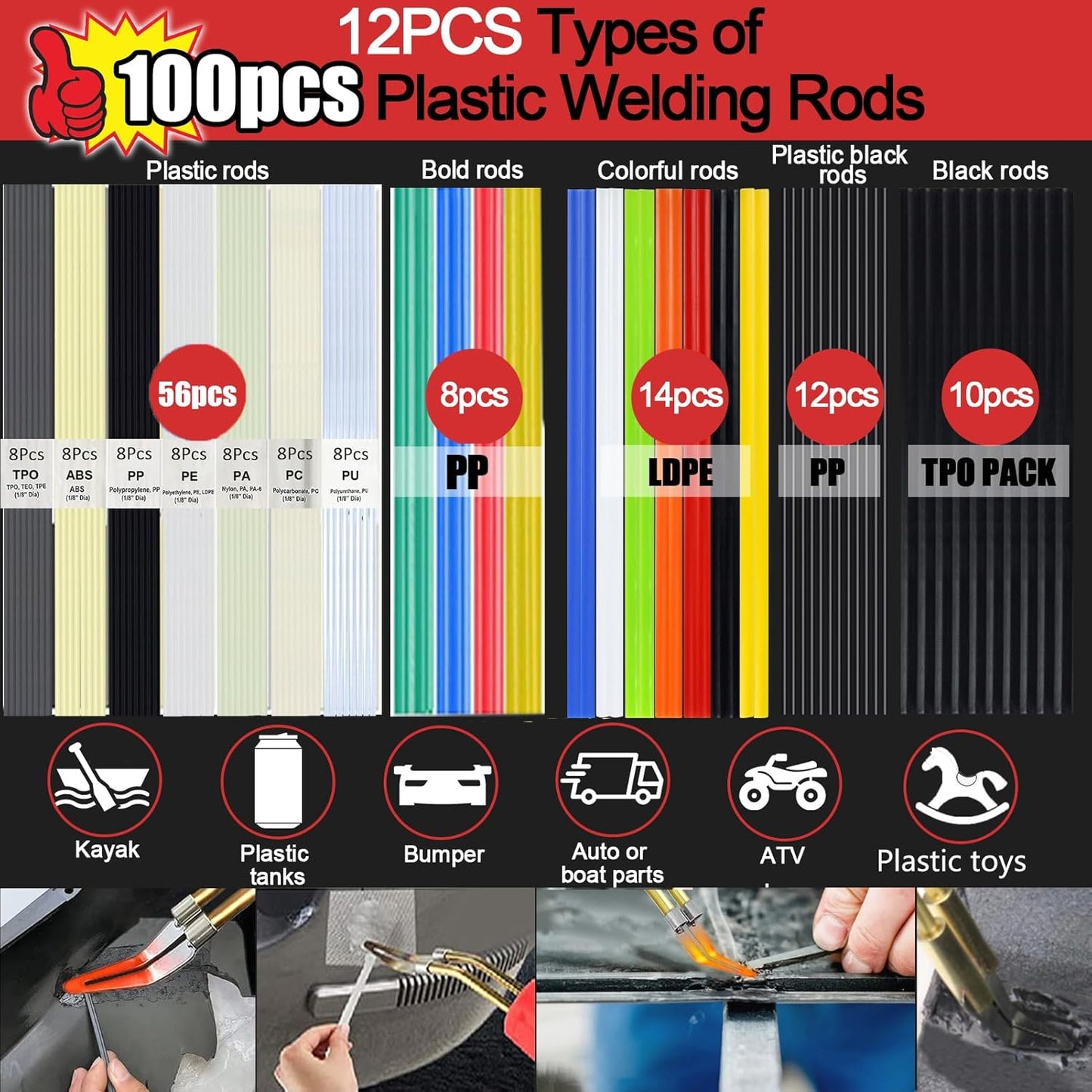 220W Plastic Welder Kit – 2-in-1 Plastic Welding & Repair Tool with 1000PCS Staples + 100PCS Welding Rods