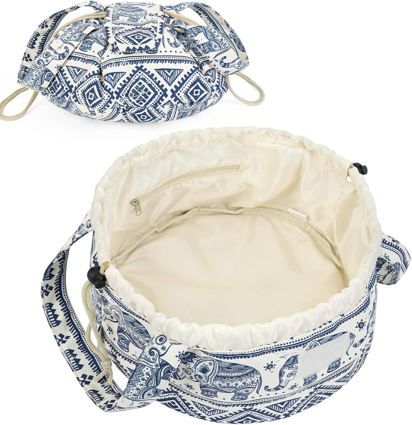 Drawstring Bucket Makeup Bag – Large Capacity Cosmetic Organizer for Toiletries & Travel