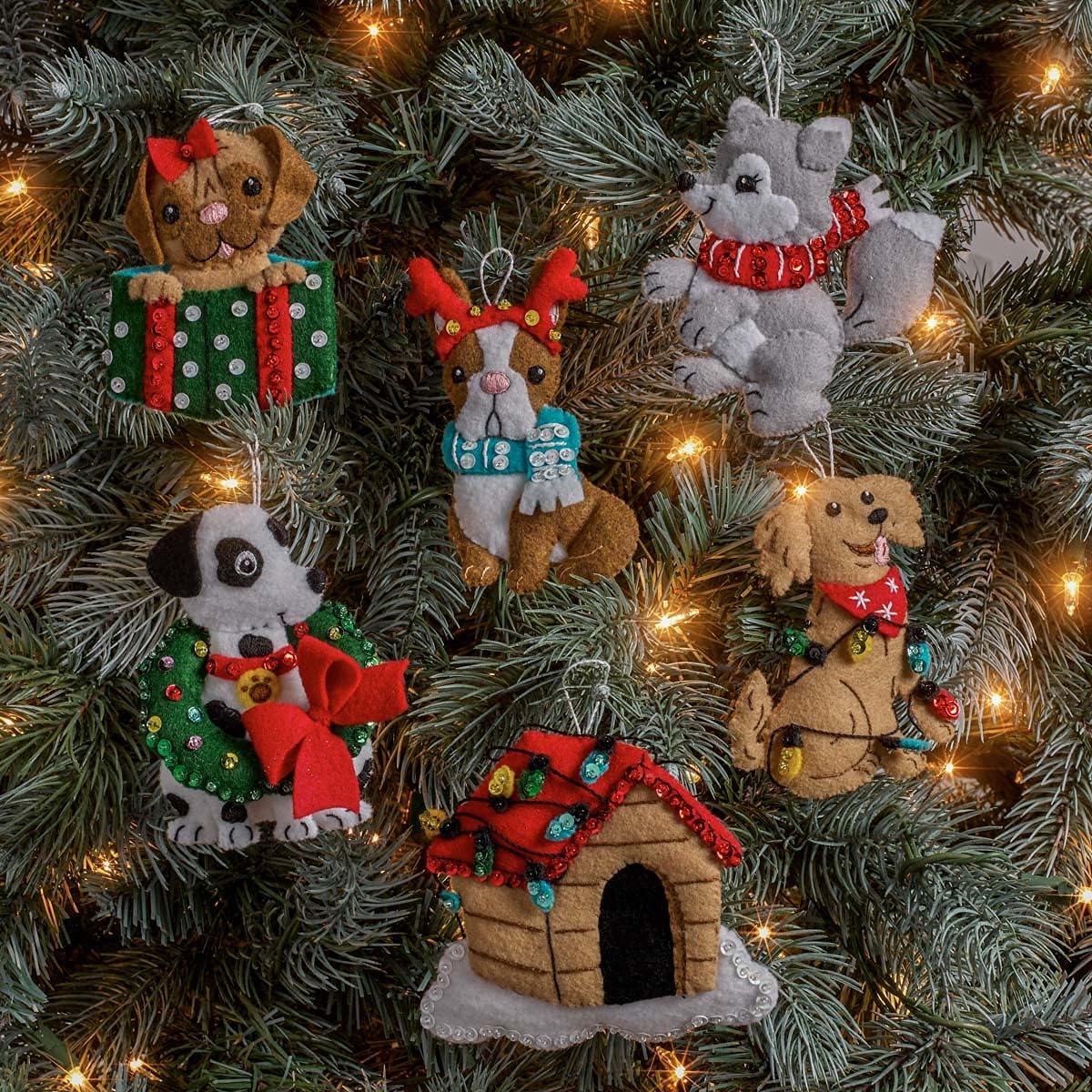 Felt Applique 18" Christmas Dog Stocking Kit – DIY Holiday Craft