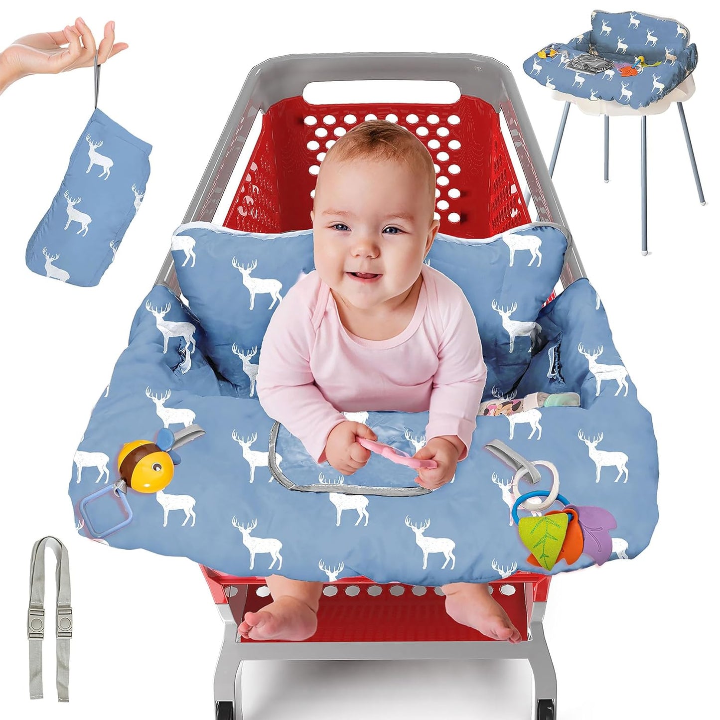 Baby Shopping Cart Cover & High Chair Cover – 100% Cotton, Multi-Functional Seat Protector | Comfortable, Hygienic, and Convenient