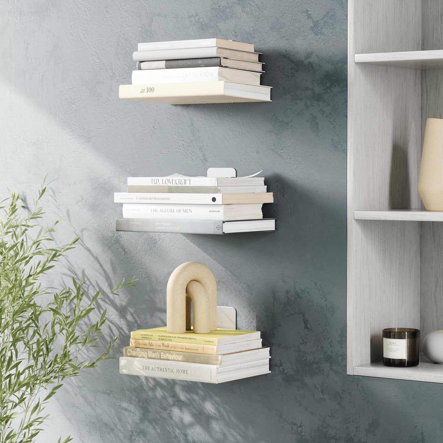 Sturdy Metal Wall-Mounted Bookshelf – Silver