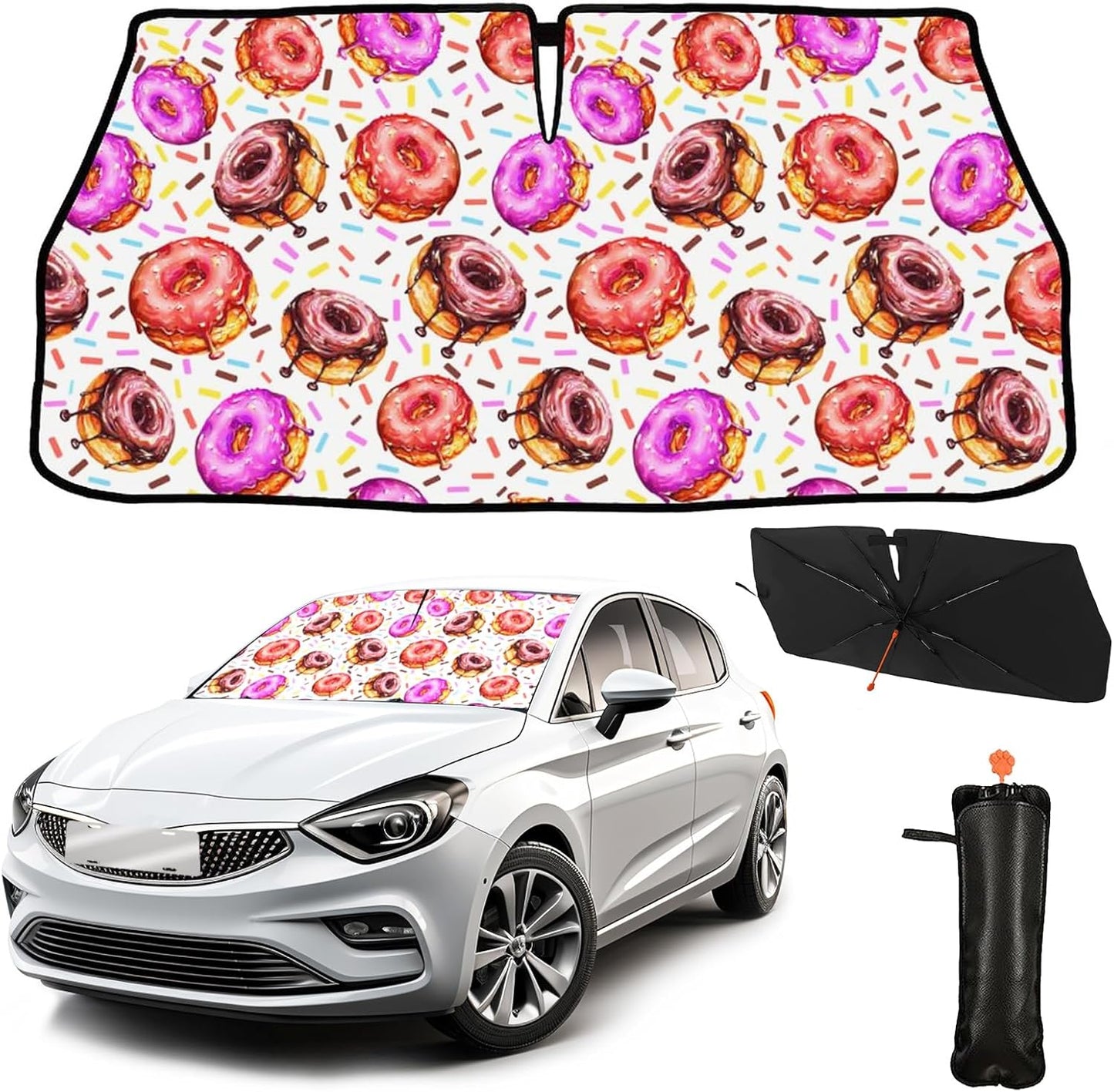 Funny Rooster Car Windshield Umbrella – UV Protection Sunshade for Front Window, Foldable Sun Visor Protector