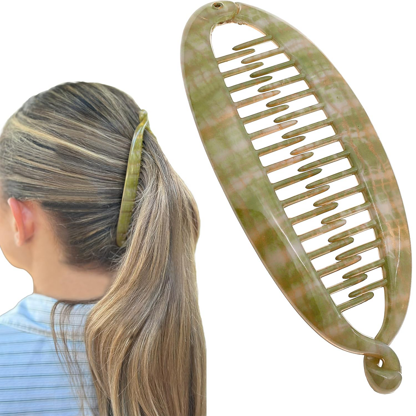 French Banana Hair Clip – Classic Interlocking Hair Comb for Thick Hair