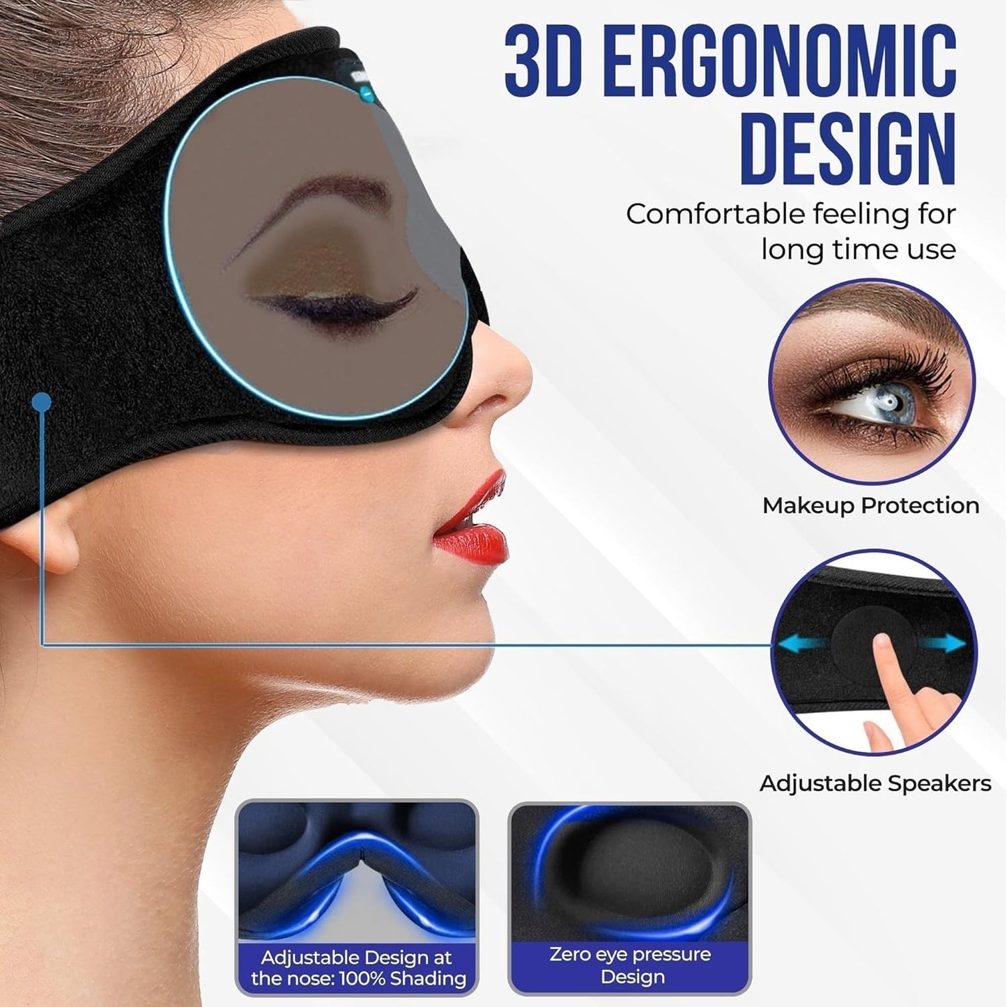 Sleep Headphones – Bluetooth 5.4 Eye Mask with HD Stereo for Side Sleepers