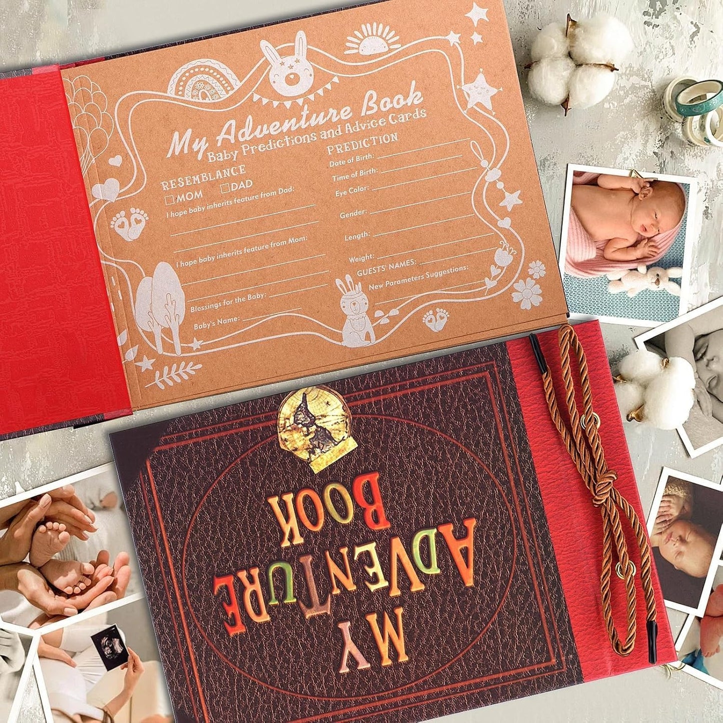 Adventure Book DIY Scrapbook Kit – 148 Pages with 3D Embossed Leather Cover & Full Accessories