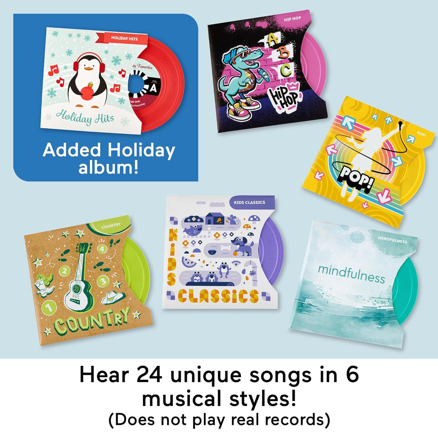 Deluxe Musical Record Player Toy – Retro Turntable with 6 Double-Sided Albums