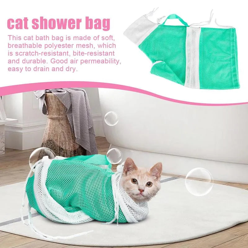 Adjustable Multi-Functional Cat Grooming Shower Net – Pet Bath Bag