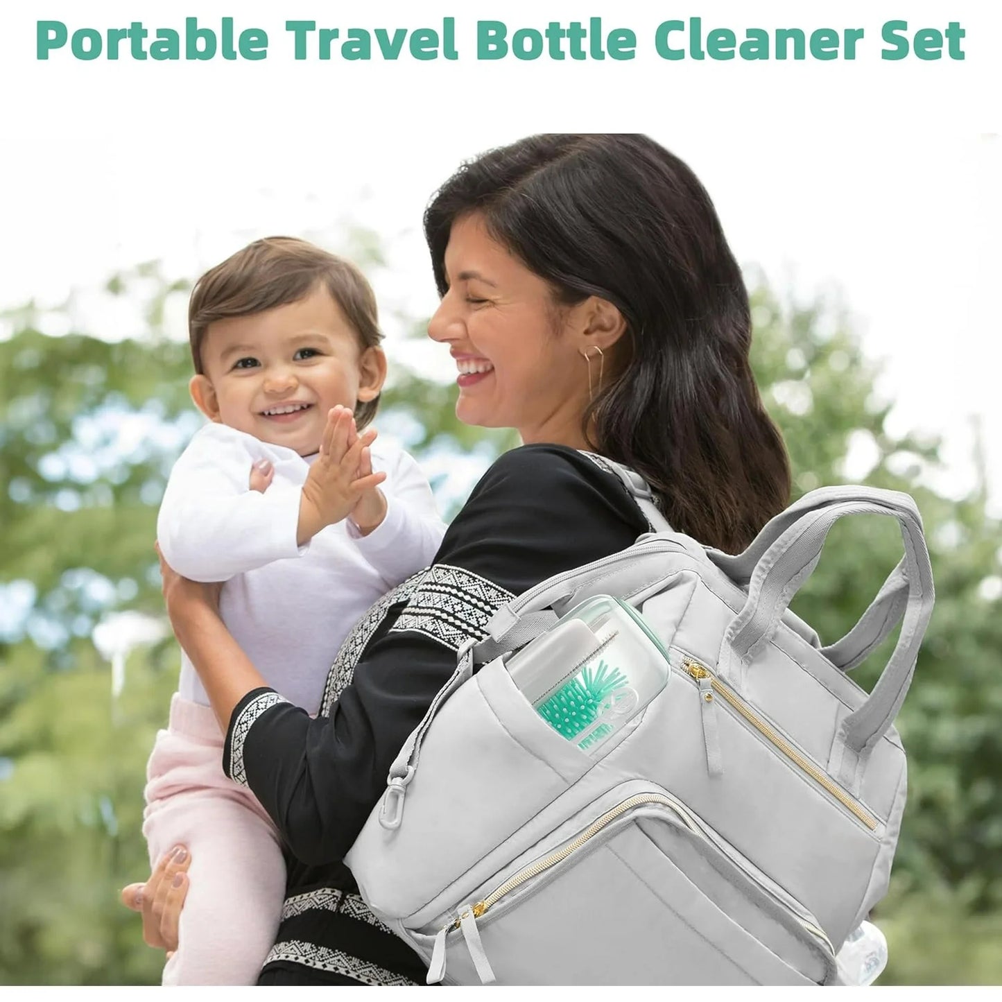 Electric Baby Bottle Brush Cleaner Set | Portable Travel Bottle Washer · Waterproof