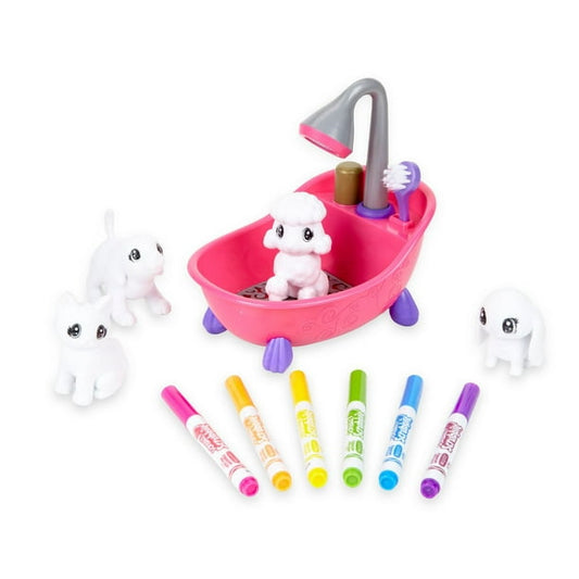 Scribble Scrubbie Pets Toy Set – 4 Cute Pets and 6 Washable Markers for Coloring Fun