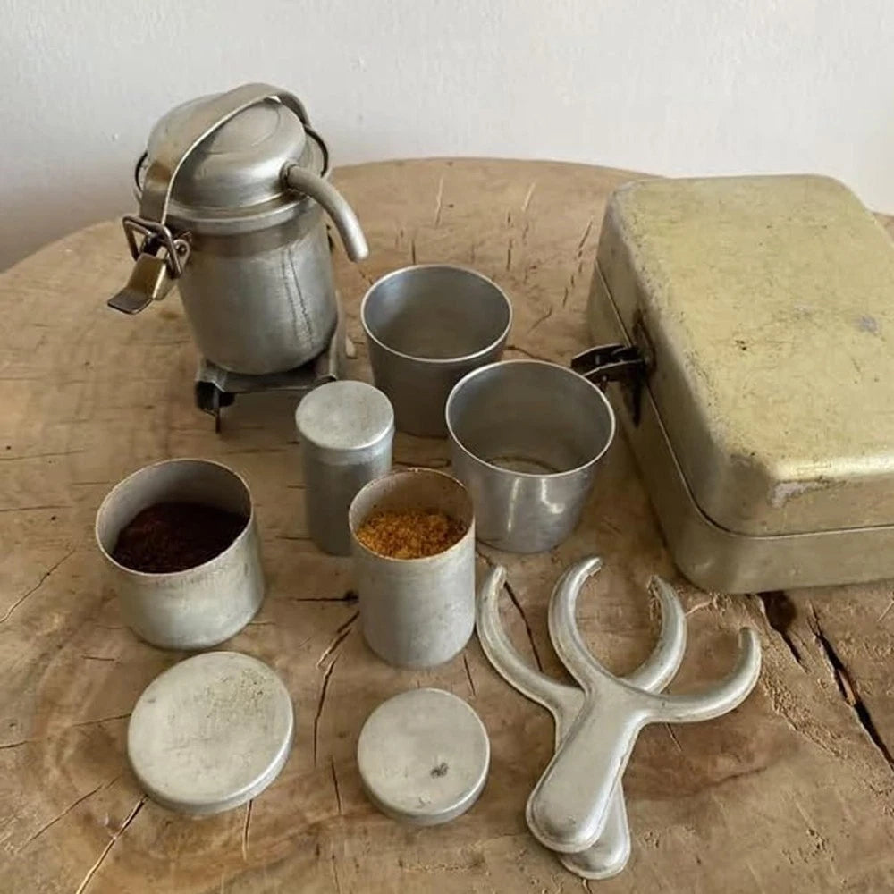 Vintage Camping Coffee Maker Kit – Portable Espresso Travel Set