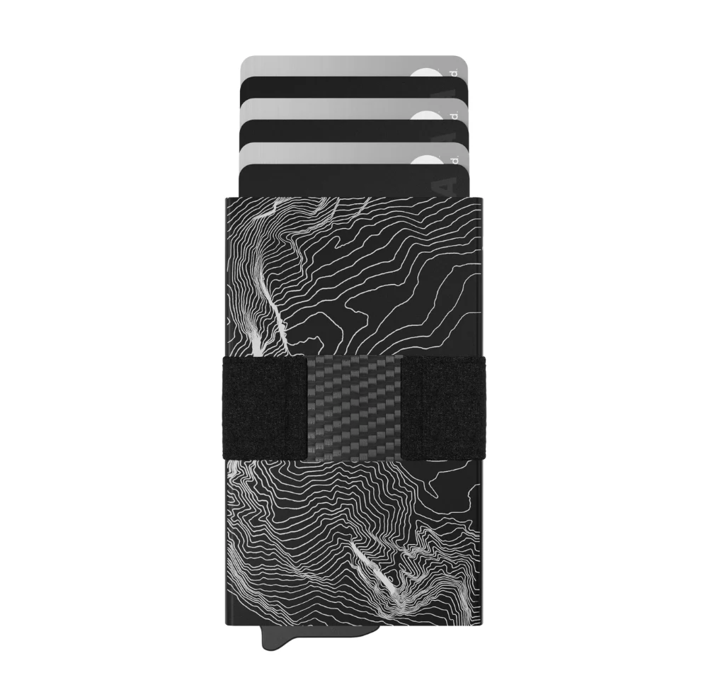 RFID Blocking Wallet – Slim Aluminum Card Holder with Carbon Fiber Cash Strap
