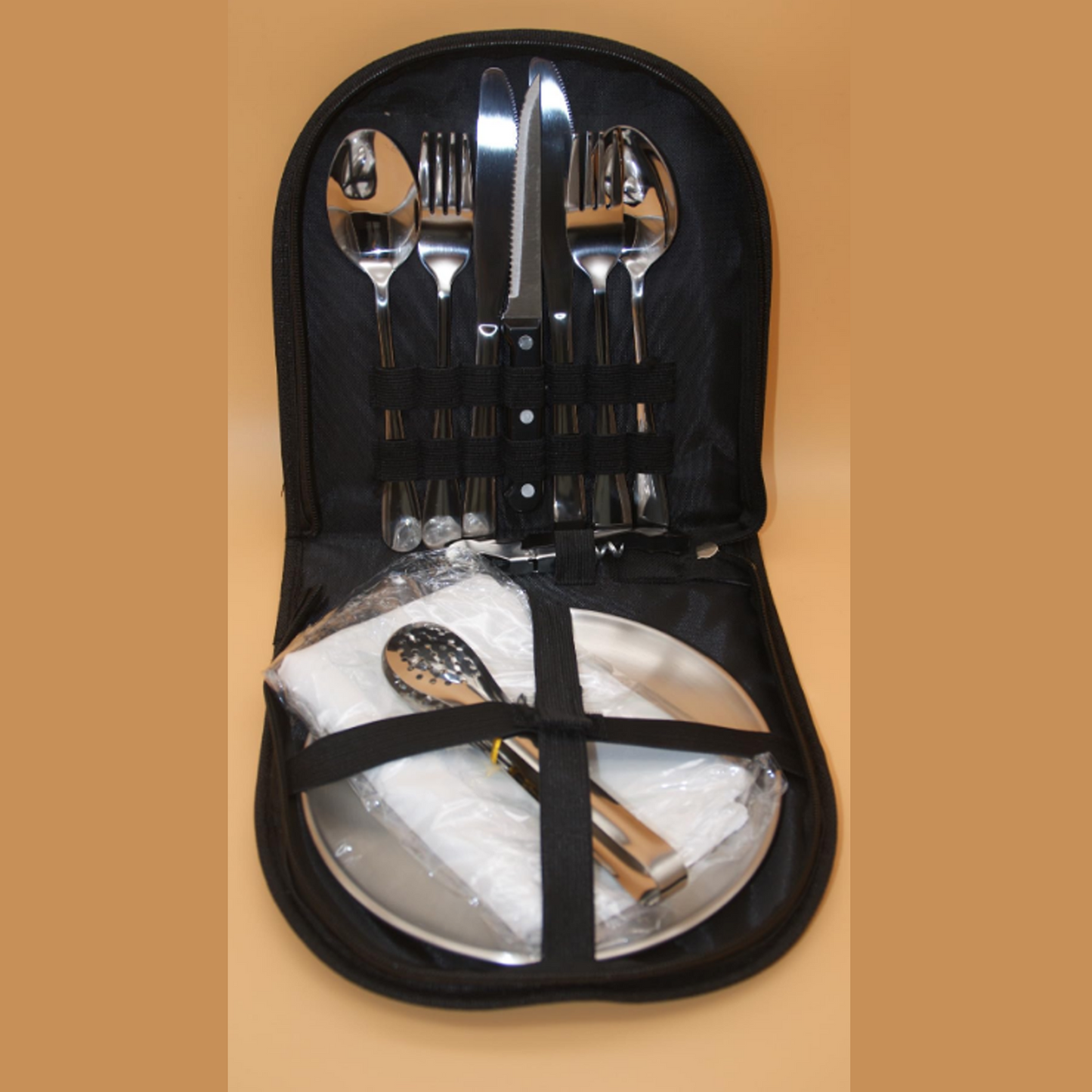 Portable Camping Cutlery Set for 2 – Stainless Steel with Travel Bag