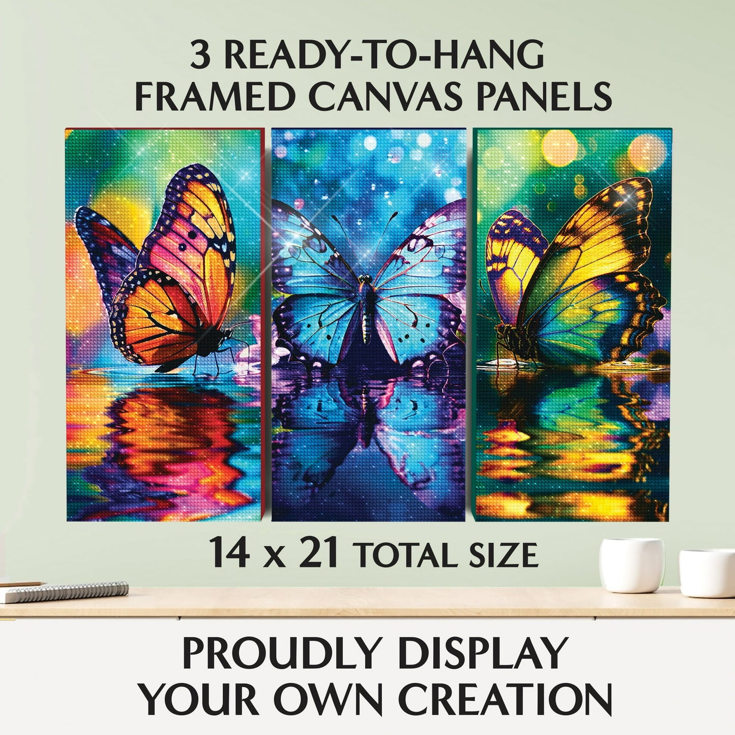 Mystic Wolf Diamond Painting Kit for Adults – Relaxing 3-Panel DIY Art Canvas Set