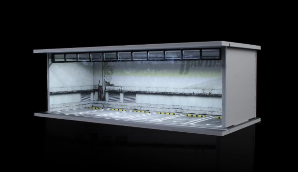 1/64 3D Parking Garage Model – LED Light Display Scene for Car Collectibles