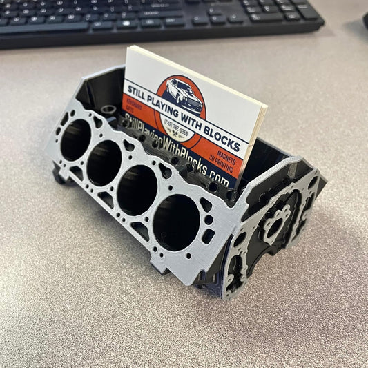 Big Block Chevy Business Card Holder – Unique Mini V8 Engine Desk Organizer