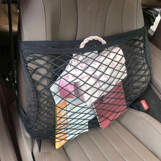 Car Seat Net Organizer – 2-Layer Front Seat Storage Bag